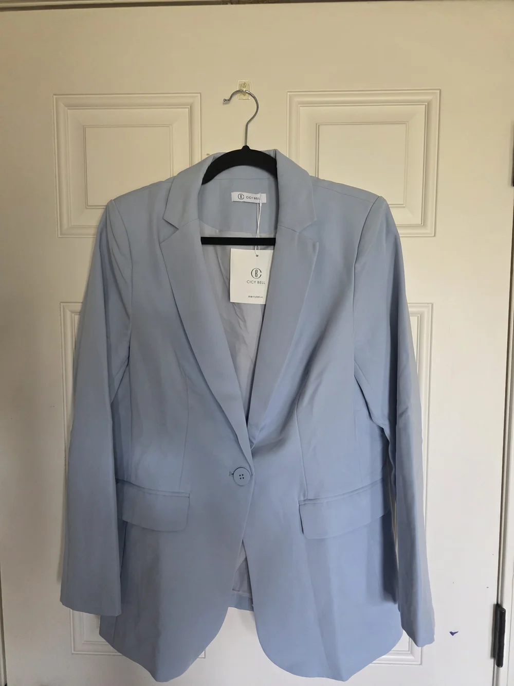 Women's Light Blue Single-Button Blazer - Picture 1 of 2
